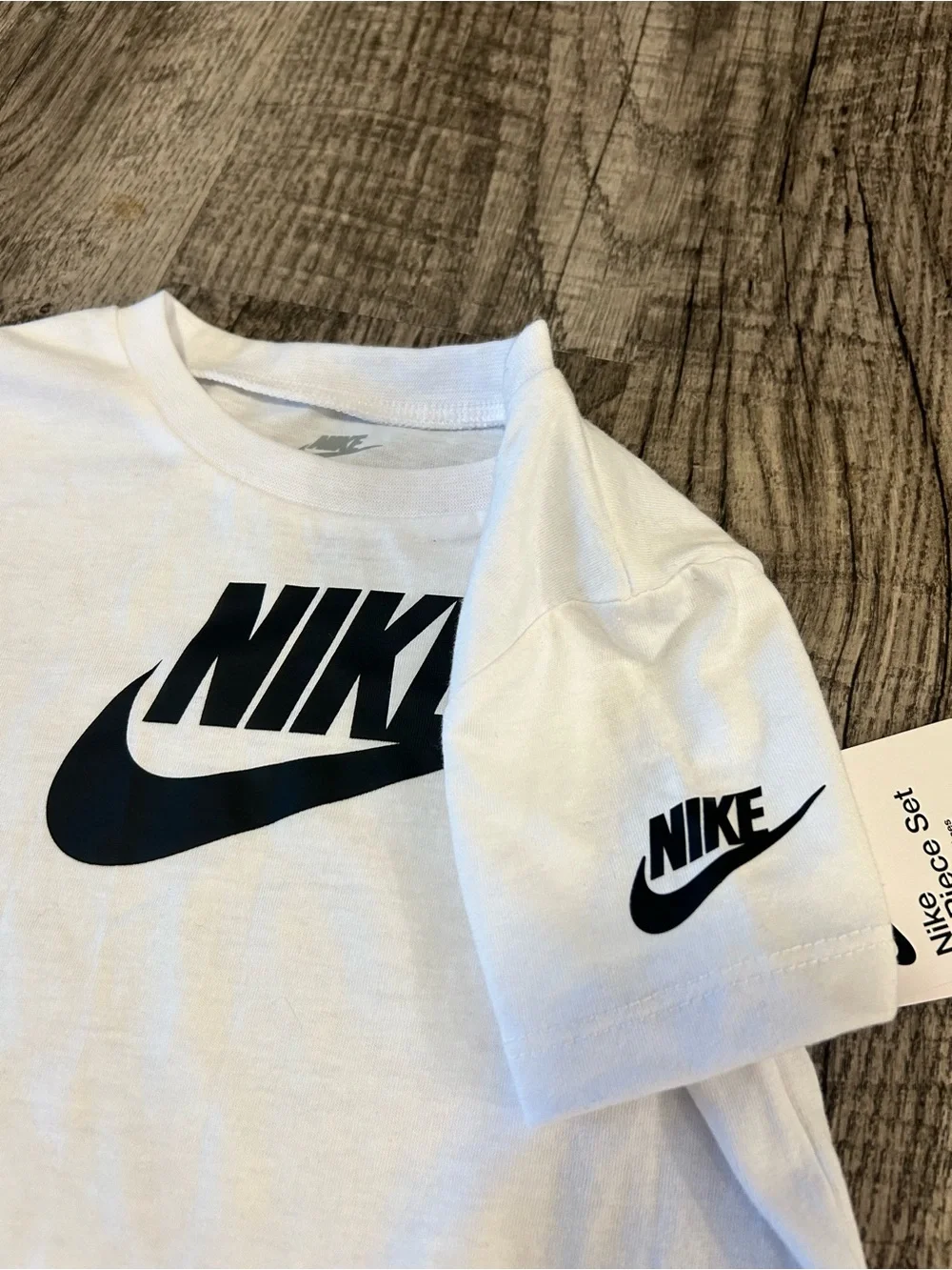 Nike White Tee with Black Swoosh — Kids - Picture 7 of 7